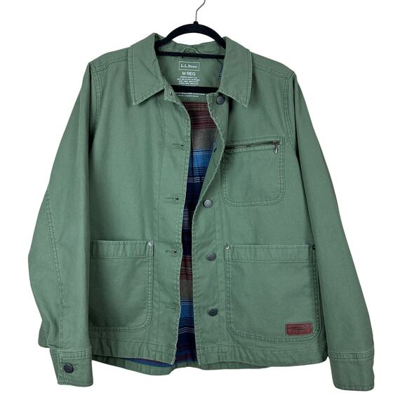 L.L. Bean Jackets & Blazers - L.L.Bean Women’s Army Green Utility Denim Jacket Cargo Pocket Field Coat M